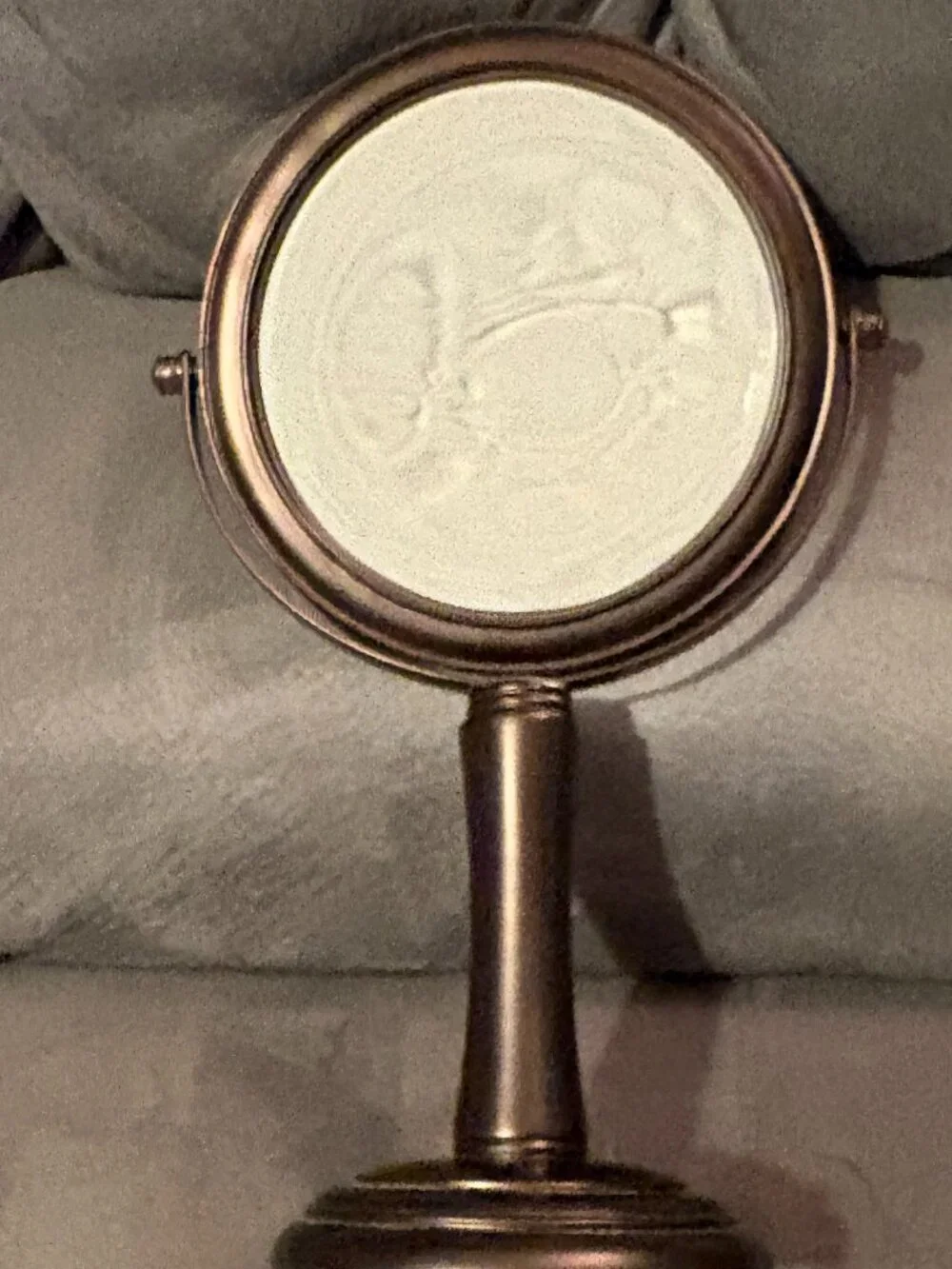 Hand Crafted 2-Sided Dual Mirror-Standing w/Pedestal Base-1 side Magnifying-VGUC
